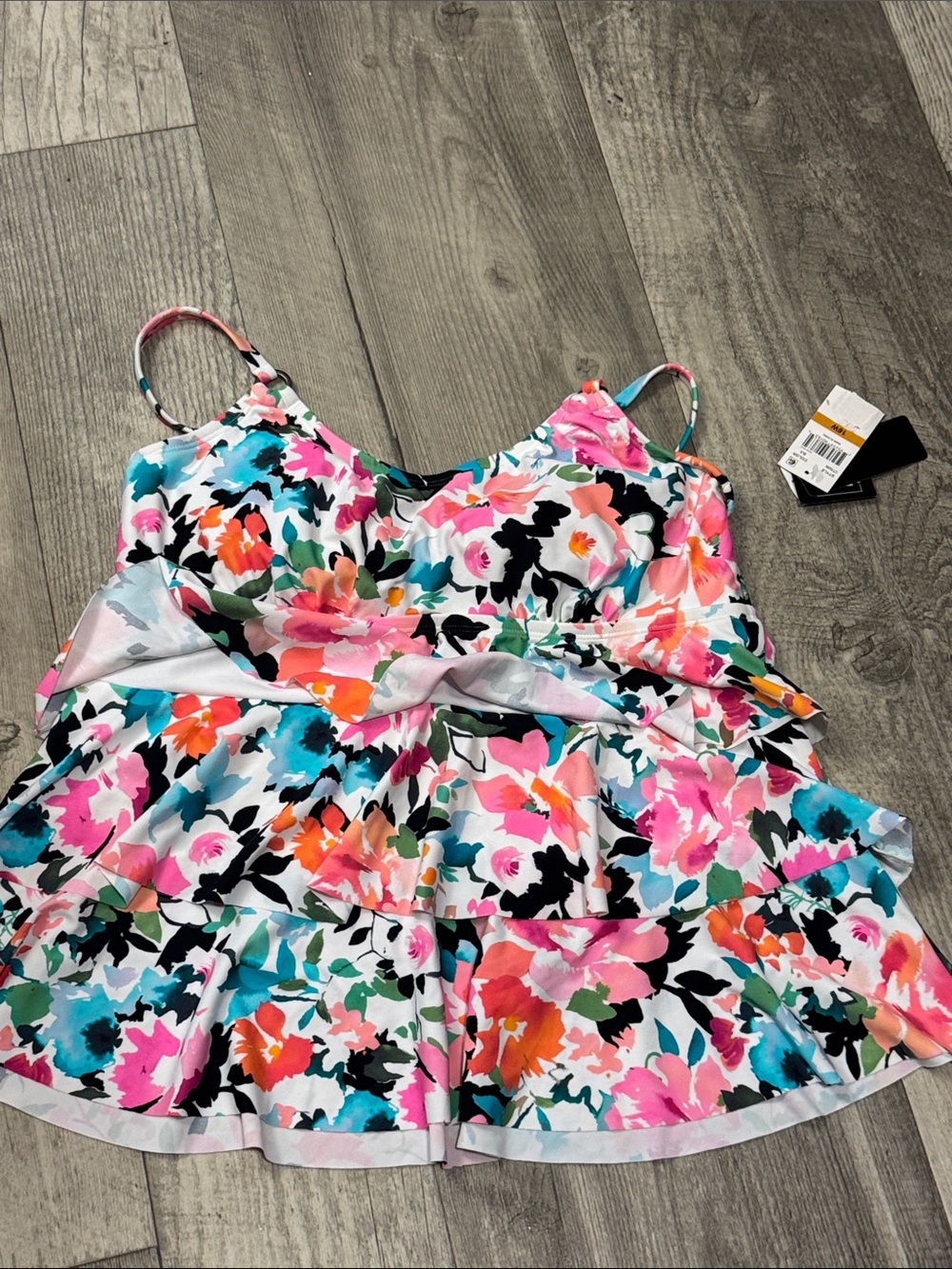 Floral Ruffle Girls' Swim Tankini Top - Multicolor